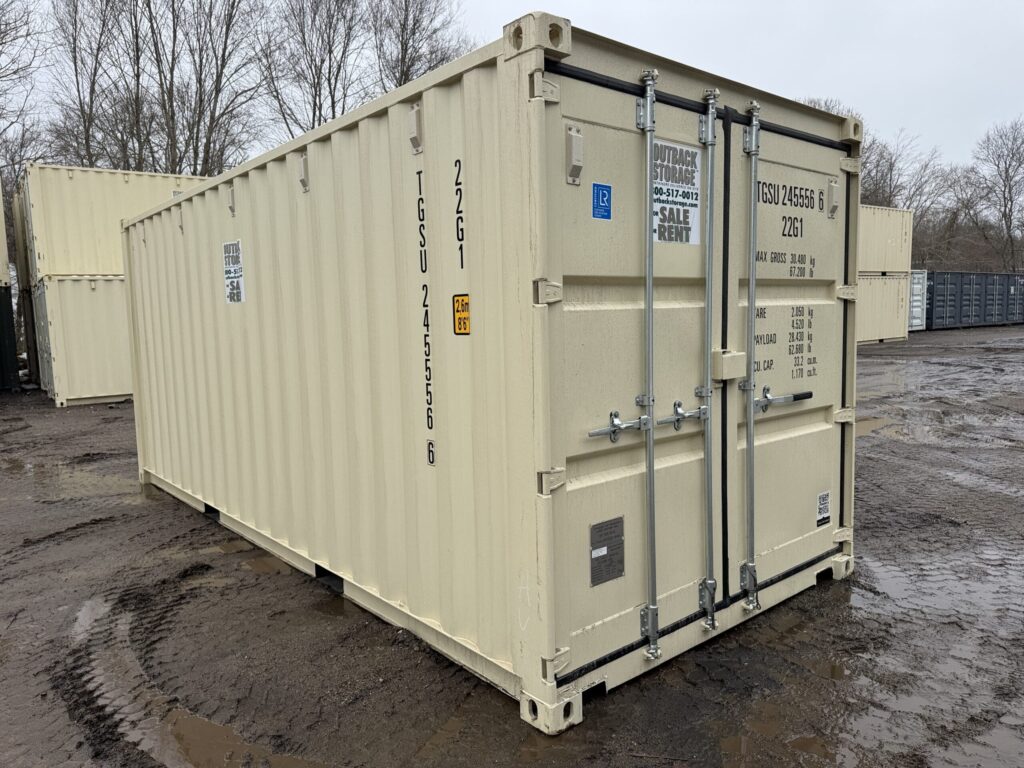 20ft New Shipping Container – Wind & Watertight – Beige – Unit TGSU245556-6