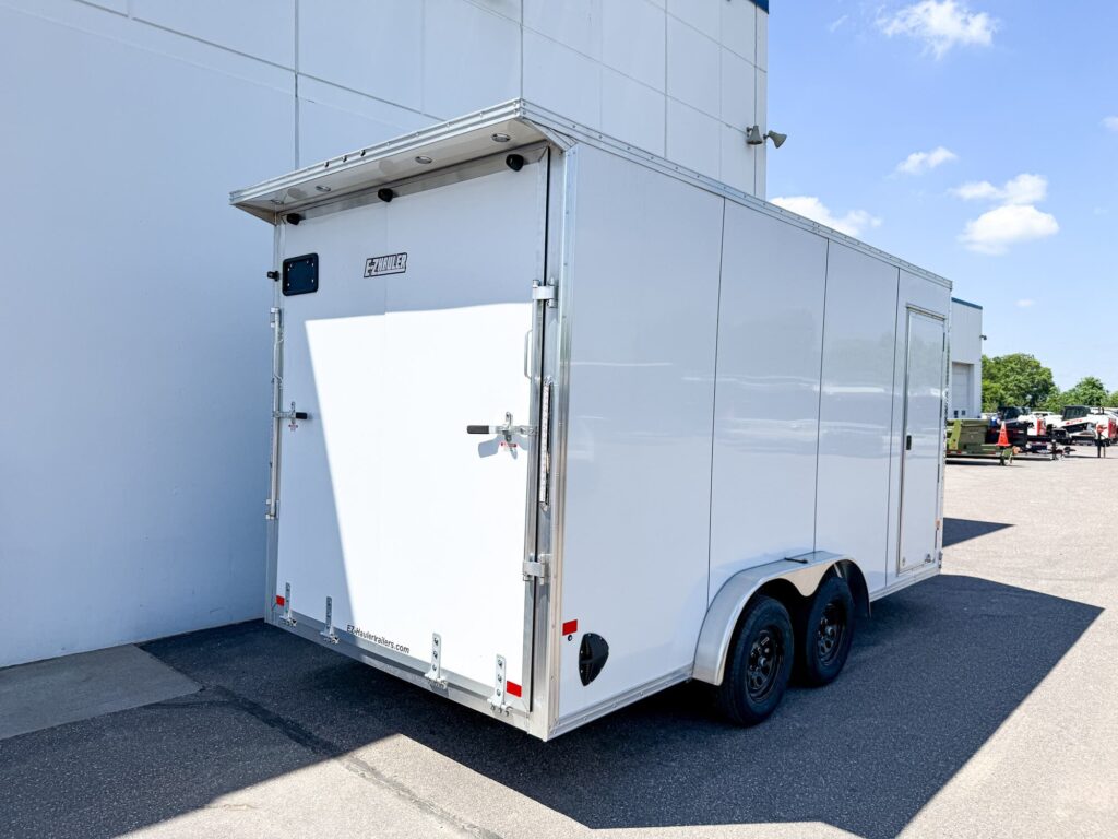 2026 EZ-HAULER 7.5X16 ALUMINUM ENCLOSED CARGO TRAILER - 7'7" INTERIOR - WHITE POLYCOR