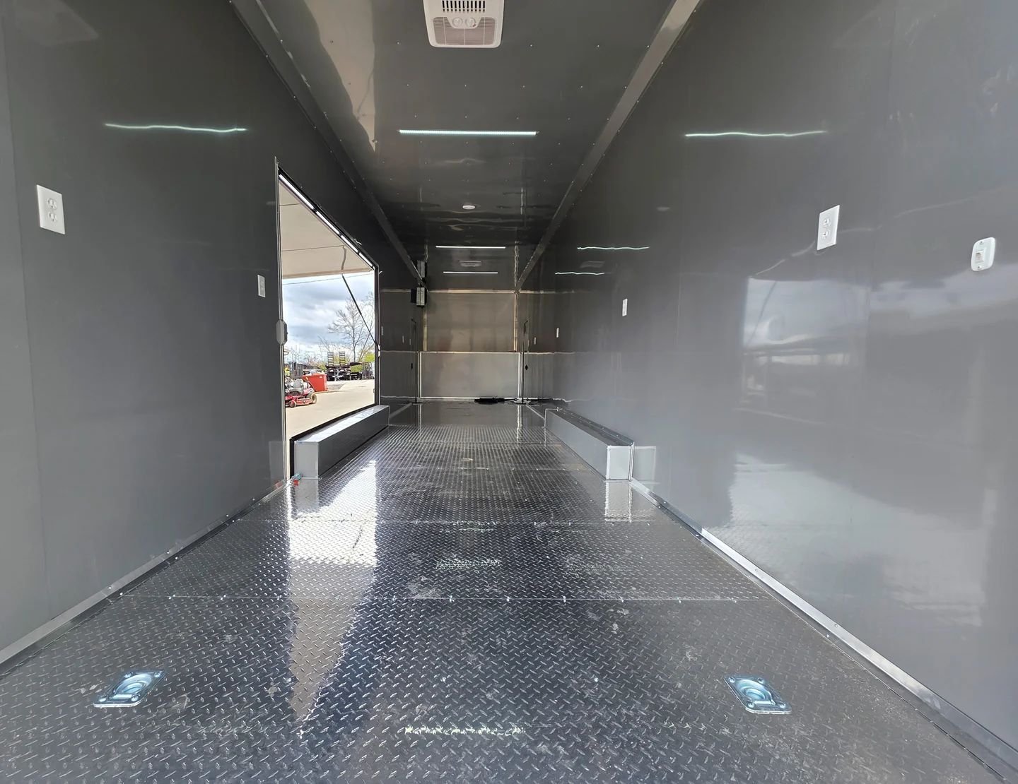 8.5x42 Red Gooseneck Enclosed Trailer Generator Cage with Rear Gullwing (3) 7000k Axles - Image 22