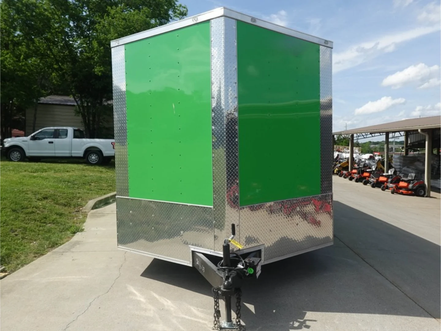 8.5x24 V Nose Neon Green Enclosed Trailer (2) 5200 LB Axles With Brakes 7 Ft Interior Height - Image 2