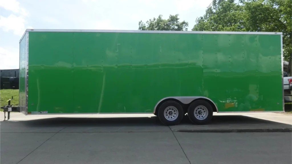 8.5x24 V Nose Neon Green Enclosed Trailer (2) 5200 LB Axles With Brakes 7 Ft Interior Height