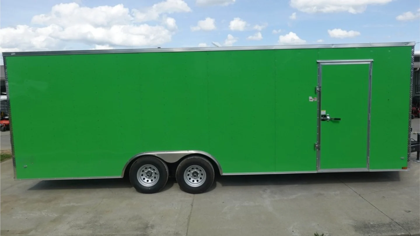 8.5x24 V Nose Neon Green Enclosed Trailer (2) 5200 LB Axles With Brakes 7 Ft Interior Height - Image 9