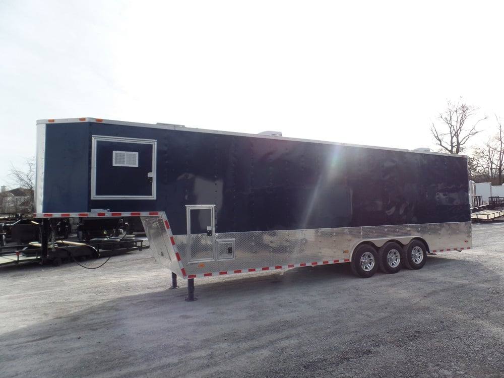 Enclosed Trailer 8.5 X 36 Indigo Blue Gooseneck Motorcycle Hauler Storage - Image 5